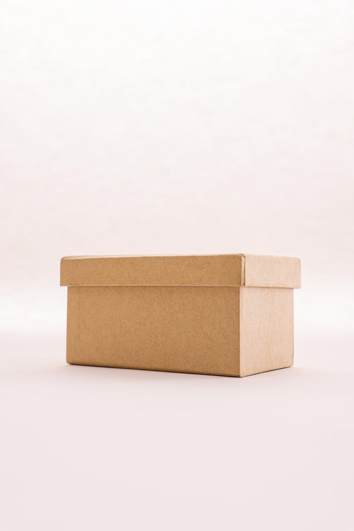 Simple brown cardboard box against a blank background, perfect for mockups or packaging concepts.